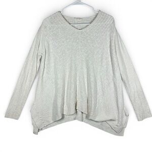 Eileen Fisher Sweater Womens Small Linen Cotton Slub Ribbed Knit White Flowy